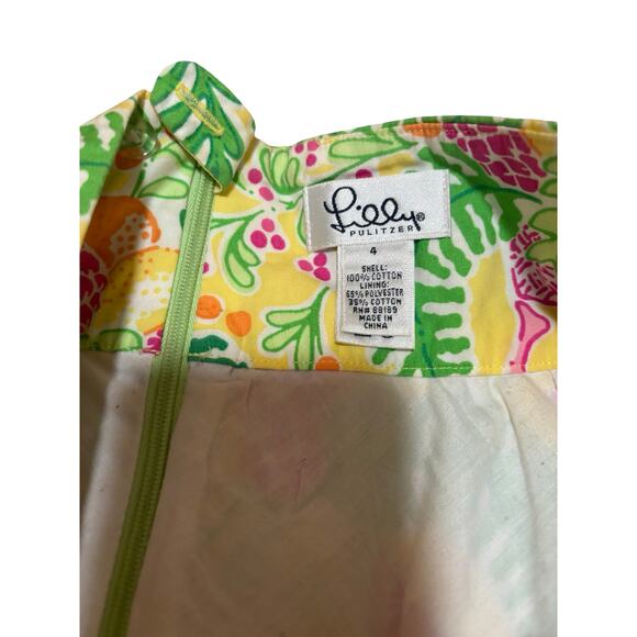 Vintage Lilly Pulitzer Pineapple Monkey Print Skirt | Size 4 Tropical Cotton - Picture 4 of 4